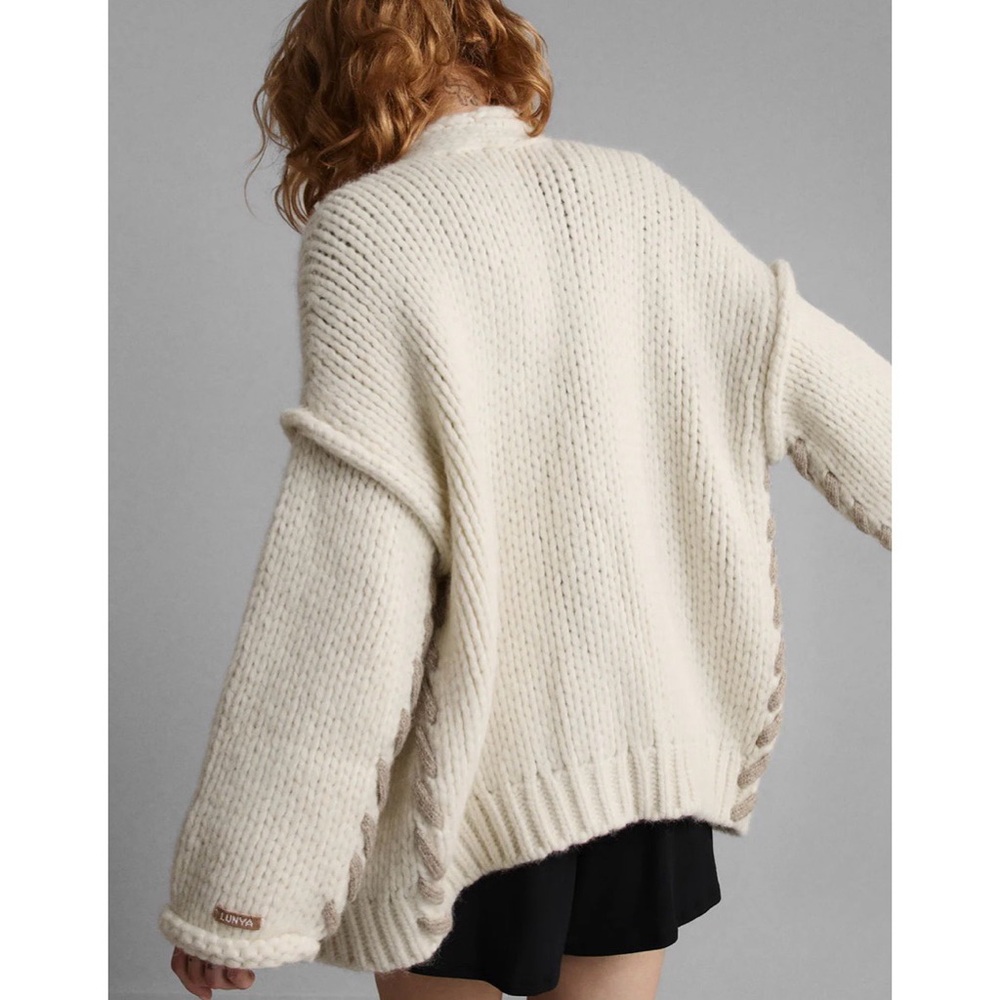 Lunya Lofty Wool Whipstitch Cardigan Sz M